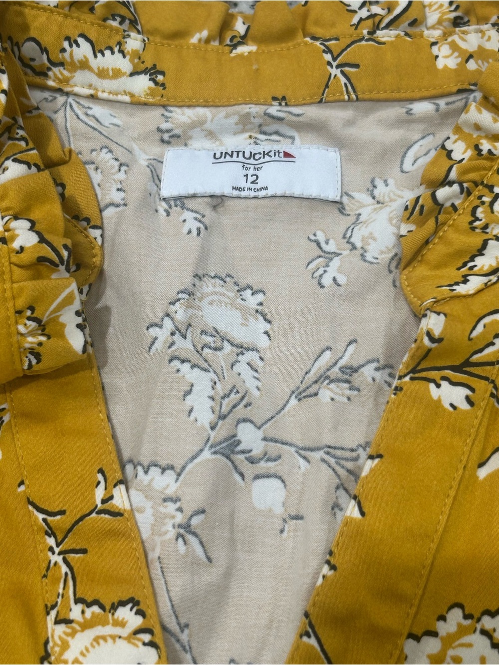 UNTUCKIT Jane Floral Tiered Dress Marigold Yellow Size 12 Romantic Cottagecore - Picture 5 of 14